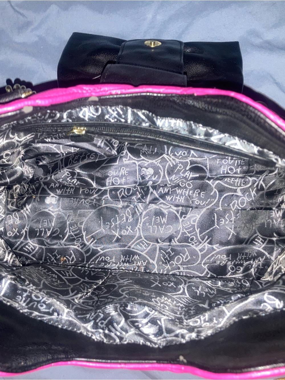 Betsey Johnson Pink Quilted Tote with Black Bow Accent - Picture 12 of 16